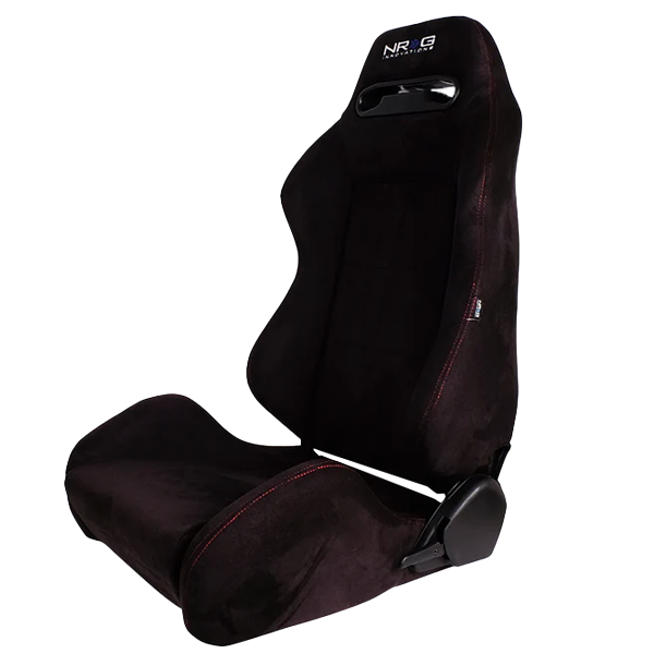 NRG Reclinable Racing Seat Suede with Red Stitching